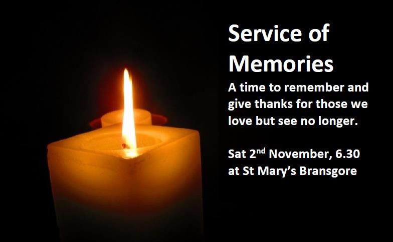 Service of Memories: 2nd November at&nbsp;6.30pm